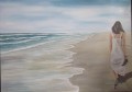 femme marche à la plage filigrane